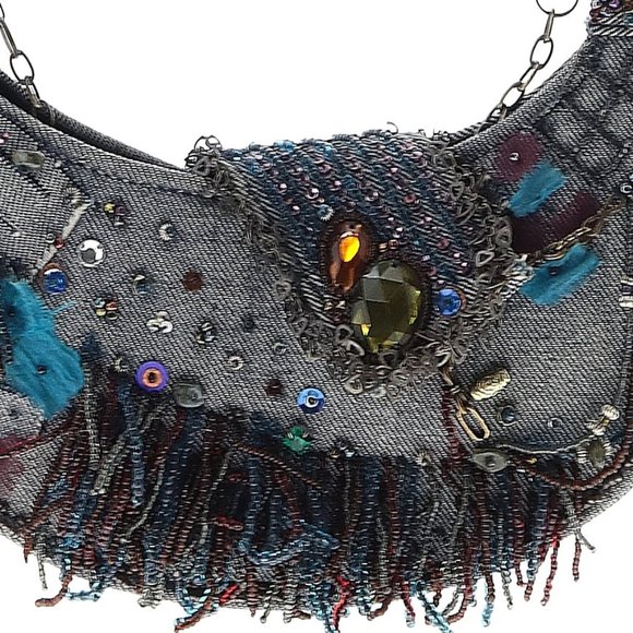 NWT MARY FRANCES "In The 80s" Beaded Designer Embellished Crossbody Handbag - Picture 3 of 6